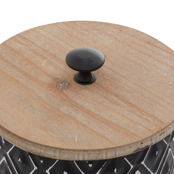 Black and White Embossed Diamond Jars, Set of 2