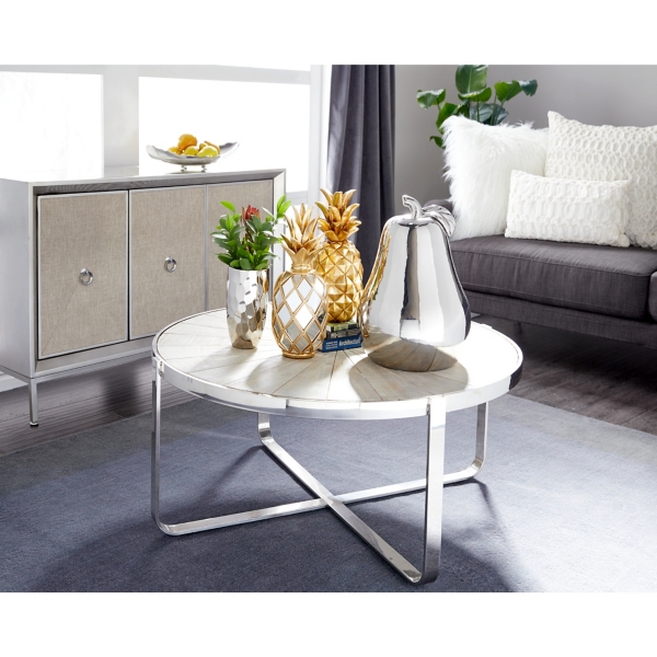 Earthy Abstract Cracked Silver Decorative Tray