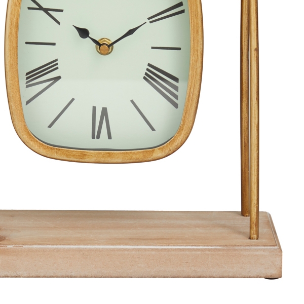 Distressed Gold Frame Square Tabletop Clock