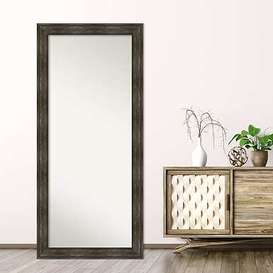 Black Grooved Frame Leaner Mirror