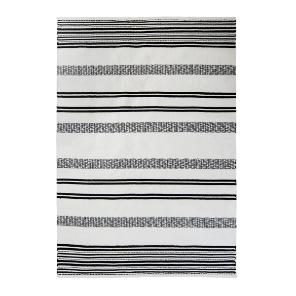 Black and White Woven Stripe Outdoor Area Rug, 5x7 Kirklands Home