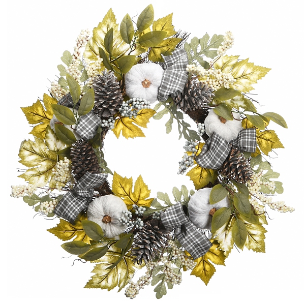Green and Gray Ribbon Harvest Mix Wreath Kirklands Home