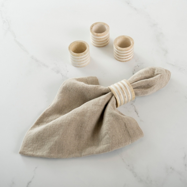 Ribbed Wood Napkin Rings, Set of 4 Kirklands Home