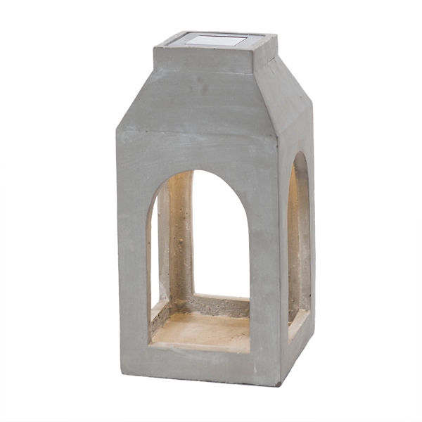 Solar Powered Cement Outdoor Lantern, 10 in.
