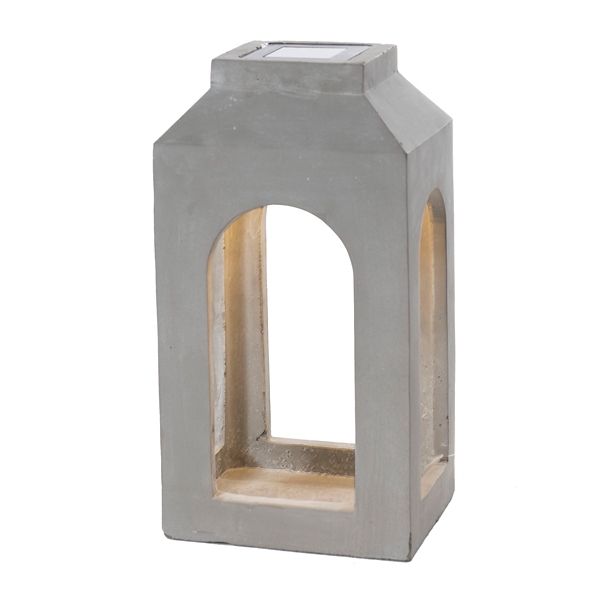 Solar Powered Cement Outdoor Lantern, 12 in.