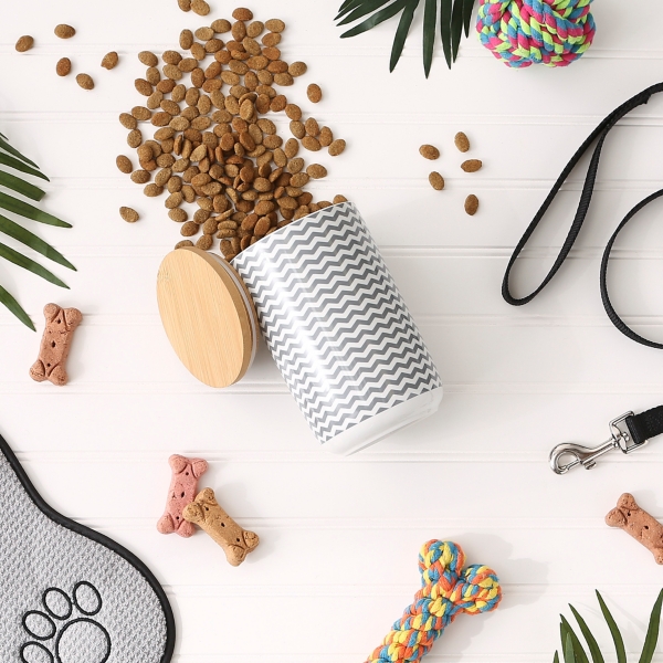 Gray Chevron Ceramic Pet Food Canister Kirklands Home
