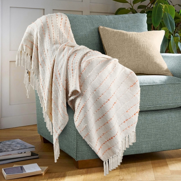 Peach Shimmer Stripe Woven Throw | Kirklands Home