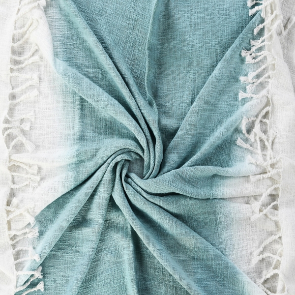 Angel Blue Shibori Slab Fringe Throw