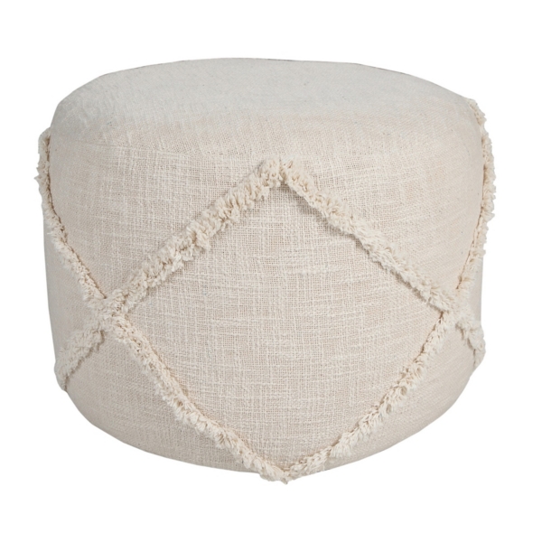 Beige Diamond Tufted Pouf