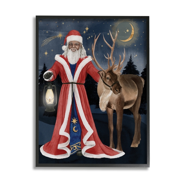 Santa Claus and Reindeer Framed Canvas Art Print Kirklands Home