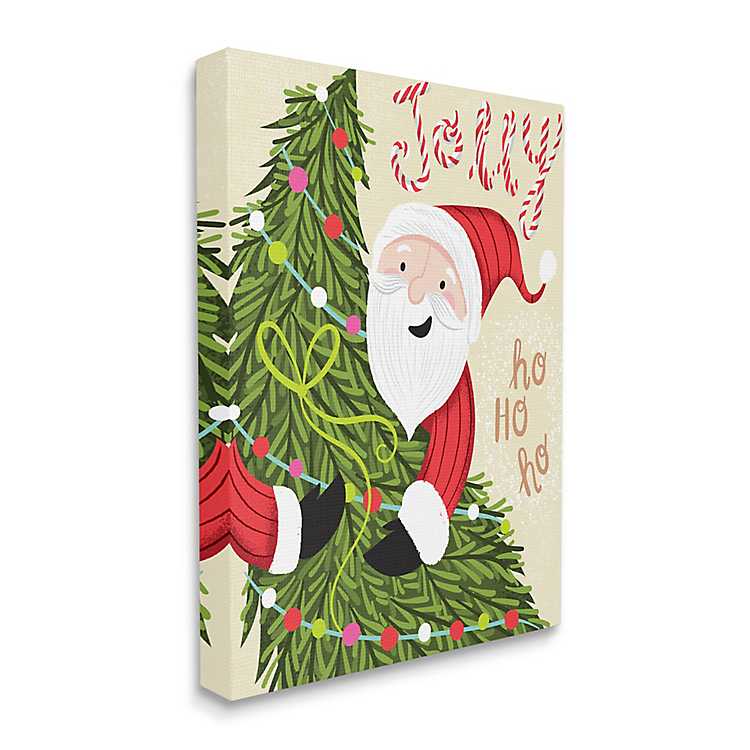 Jolly Santa Claus Tree Canvas Art Print | Kirklands Home