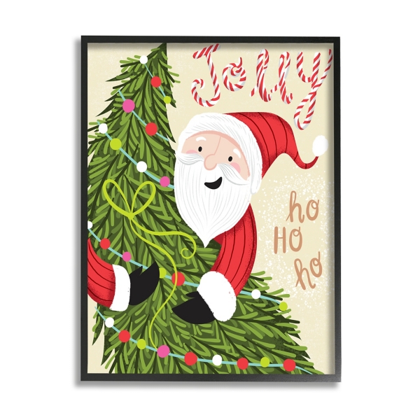 Jolly Santa Claus Tree Framed Canvas Art Print | Kirklands Home