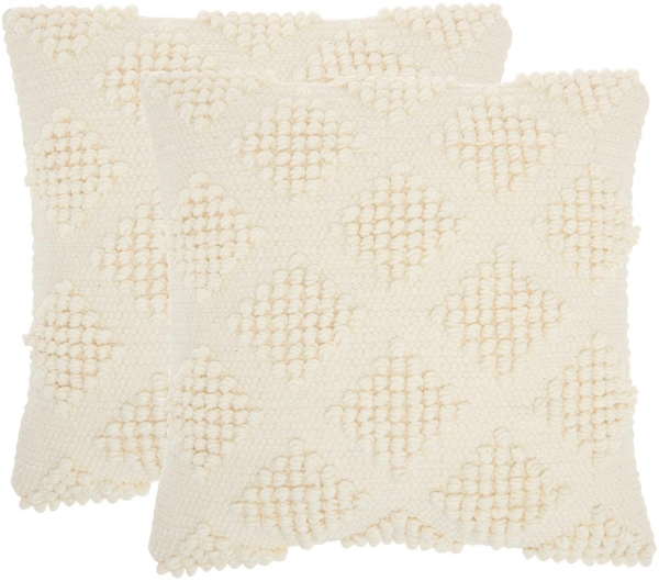 Vanilla Knotted Diamond Throw Pillows, Set of 2 | Kirklands Home