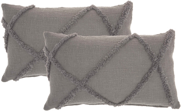 Gray Tufted Diamond Lumbar Pillows, Set of 2 Kirklands Home