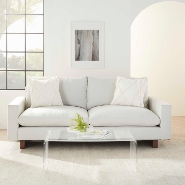 White Tufted Abstract Diamond Pillows, Set of 2