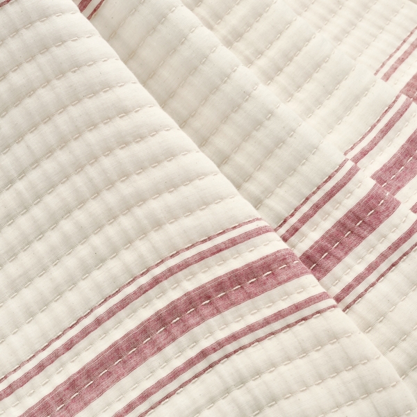 Cherry Red Pick Stitch Stripe Decorative Throw