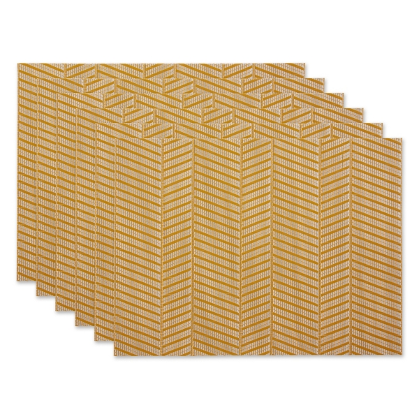 Gold Textured Twill Weave Placemats, Set of 6