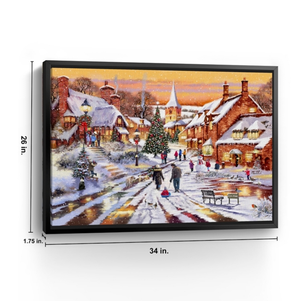 Hometown Snow Day Framed Canvas Art Print