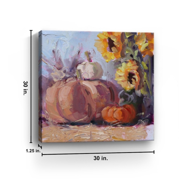 Pumpkin Patch Sunflowers Canvas Art Print