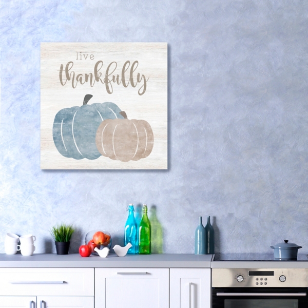 Live Thankfully Pumpkin Canvas Art Print