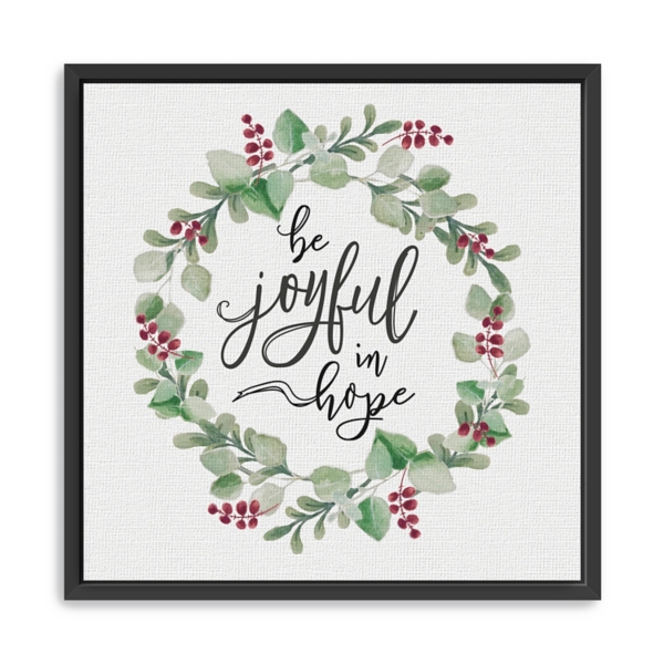 Berry Wreath Be Joyful Framed Canvas Art Print | Kirklands Home