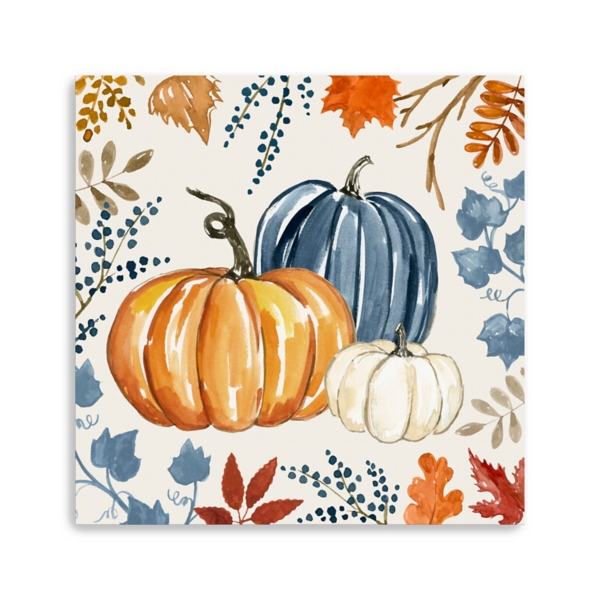 Floral Edge Pumpkins Canvas Wall Art