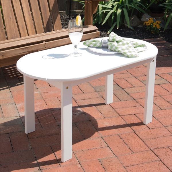 White Acacia Wood Oval Adirondack Coffee Table