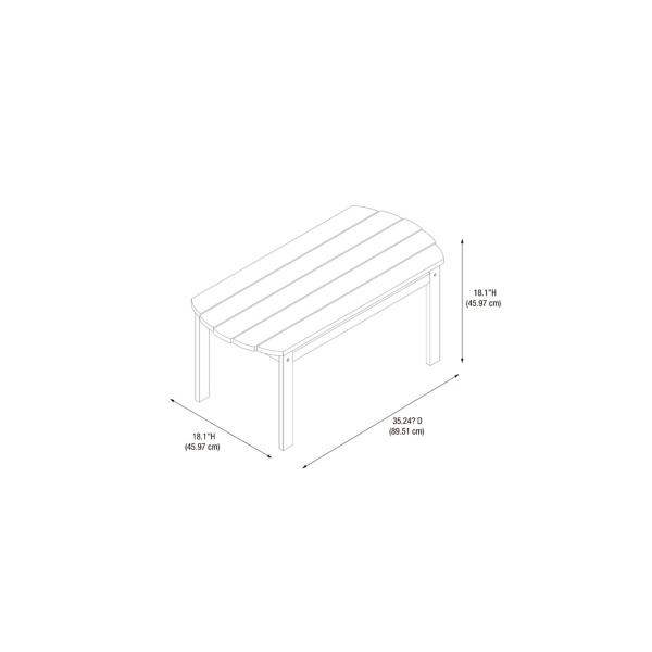 White Acacia Wood Oval Adirondack Coffee Table