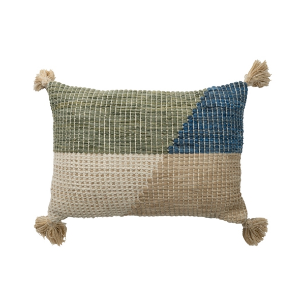 Colorblock with Tassels Outdoor Lumbar Pillow | Kirklands Home