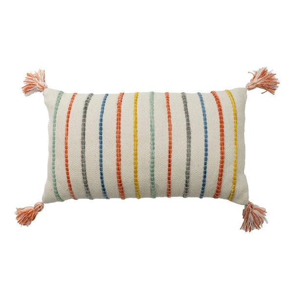 Multicolor Yarn Striped Outdoor Lumbar Pillow | Kirklands Home