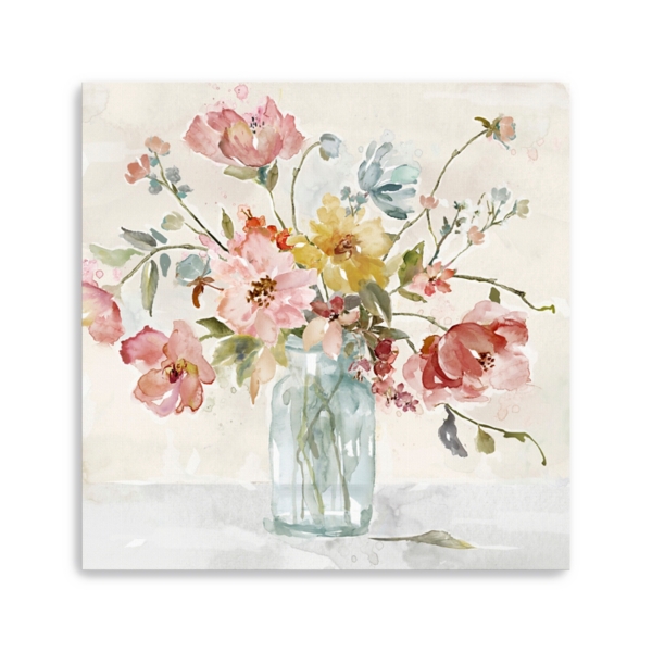 Floral In Transparent Bottle Canvas Art Print | Kirklands Home