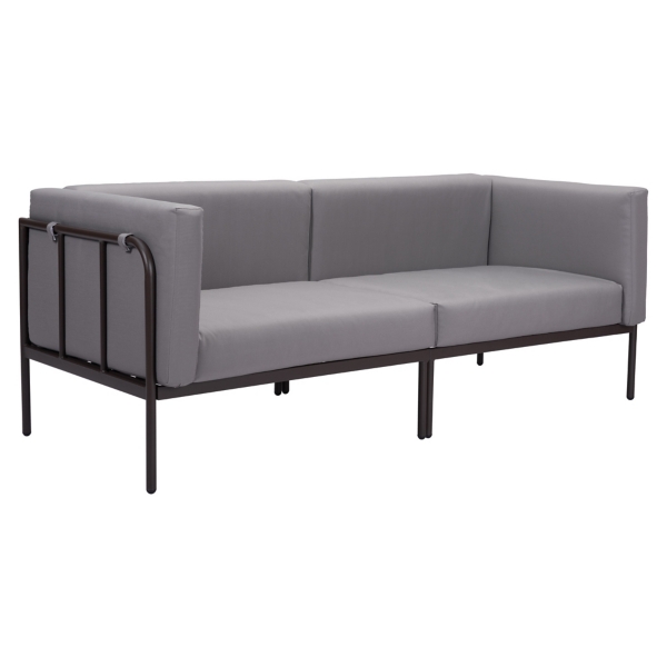 Dark Gray and Bronze Pipe Frame Outdoor Sofa | Kirklands Home