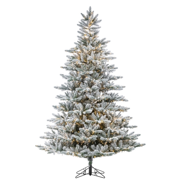 7.5 ft. Lit Flocked Redwood Pine Christmas Tree