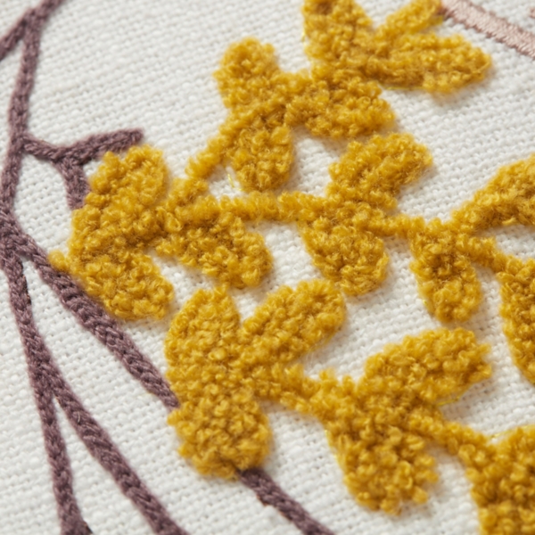 Goldenrod Bunny Embroidered Easter Throw Pillow