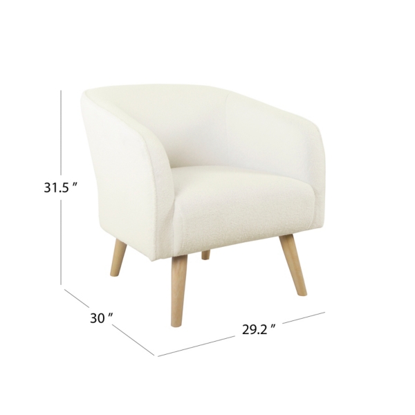 Cream Sherpa Upholstered Barrel Accent Chair