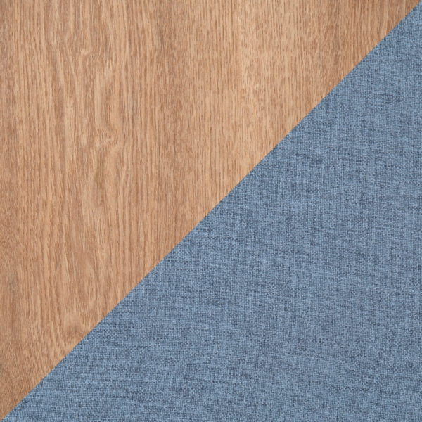 Blue Upholstered Ottomans with Tray Tops, Set of 2