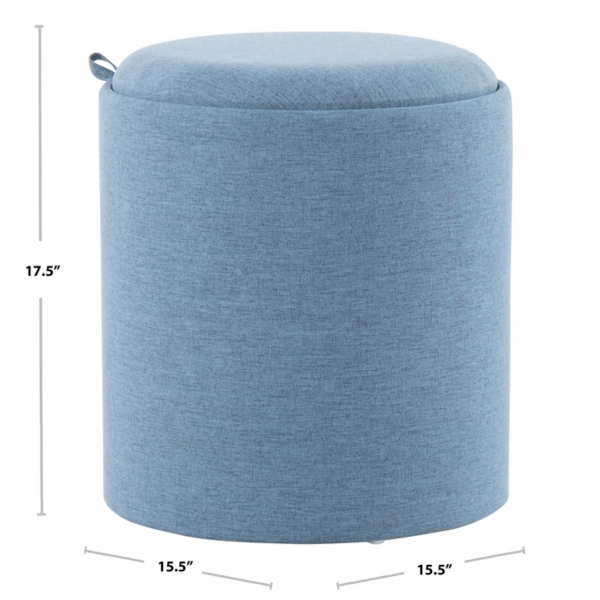 Blue Upholstered Ottomans with Tray Tops, Set of 2