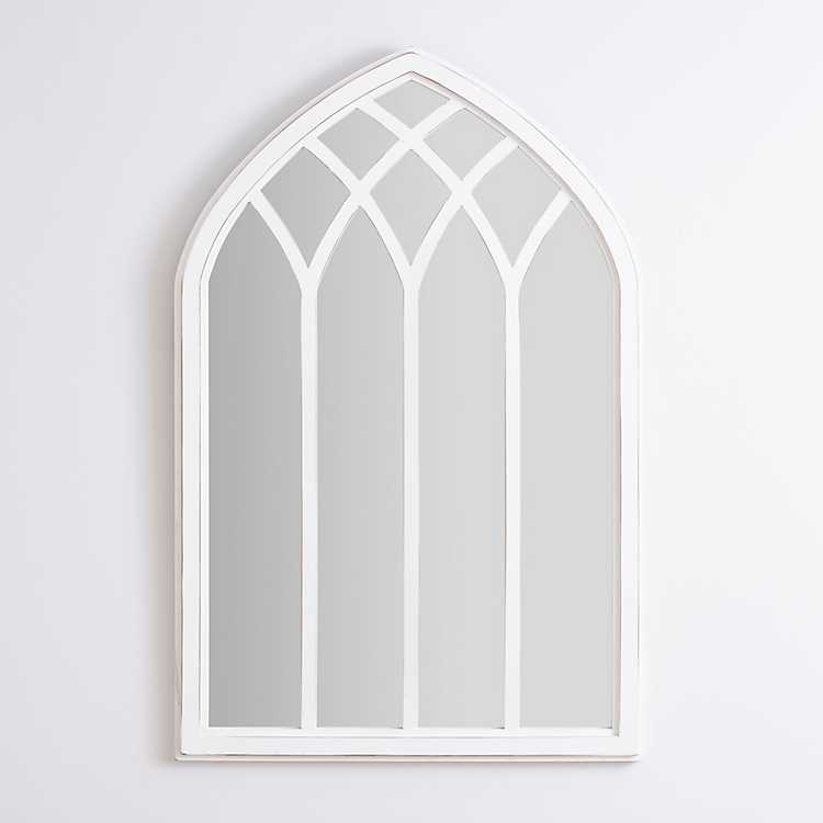White Wood Arch Panel Wall Mirror, White Wooden Arch Mirror