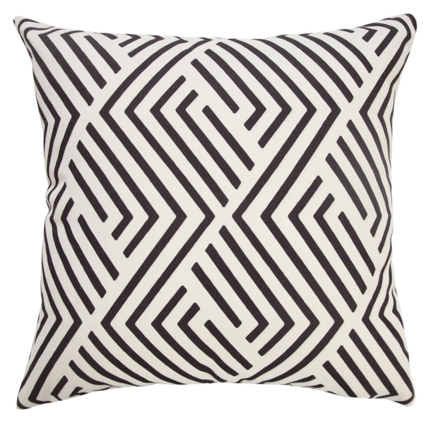 Black and White Maze Stripe Outdoor Pillow | Kirklands Home