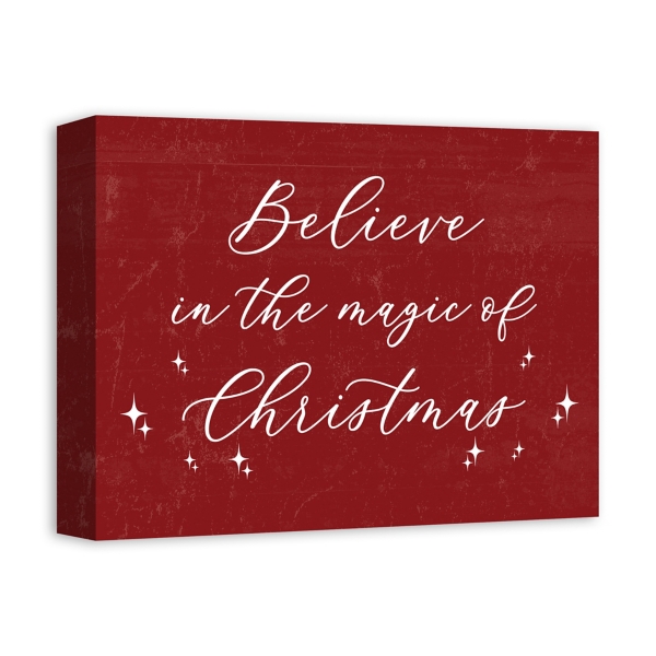 Red Believe Magic of Christmas Canvas Wall Plaque