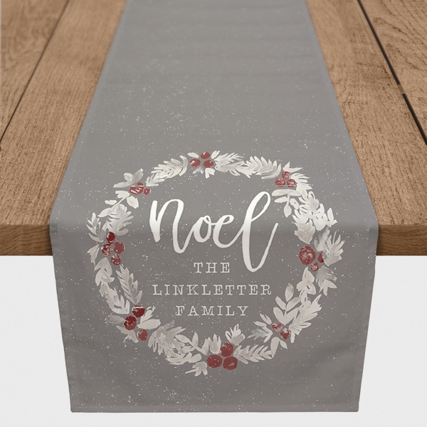 Personalized Speckled Noel Wreath Table Runner Kirklands Home