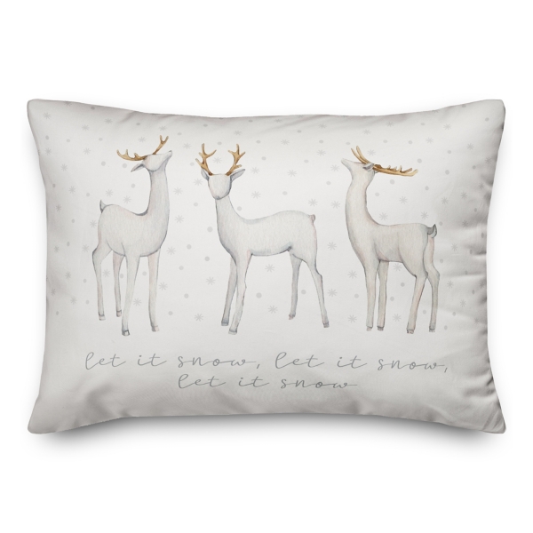 White Let it Snow Reindeer Christmas Accent Pillow Kirklands Home