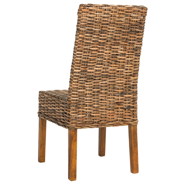 Natural Rattan Wood Woven 2-pc. Dining Chair Set