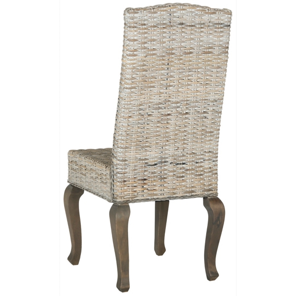 Whitewashed Kubu Rattan Dining Chairs, Set of 2