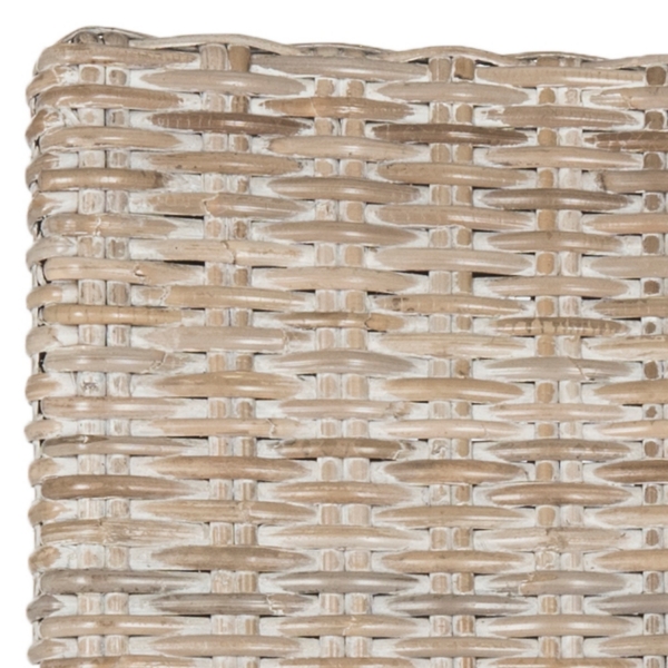 White Rattan Curved Legs Dining Chairs, Set of 2