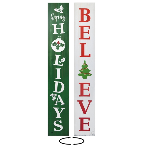 Happy Believe Reversible Christmas Porch Board | Kirklands Home