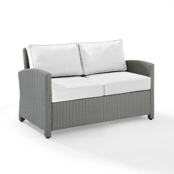 Bren Gray Wicker Loveseat with Sunbrella Cushions Kirklands Home