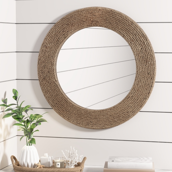 Natural Jute Round Wall Mirror