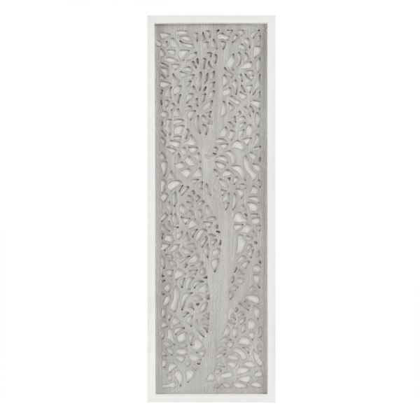 Gray Carved Wood Laurel Branches Panel Wall Plaque | Kirklands Home