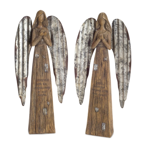 Praying Galvanized Angel Figurines, Set of 2 | Kirklands Home